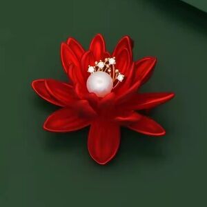 Red Floral Pearl Brooch